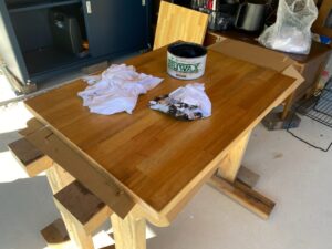 切断したテーブルの色塗り風景